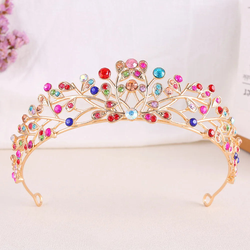 Classic Baroque AB Color Crystal Crown for Women Elegant Delicate Alloy Tiara Hair Band Banquet Party Princess Headdress Jewelry - EUFASHIONBAGS