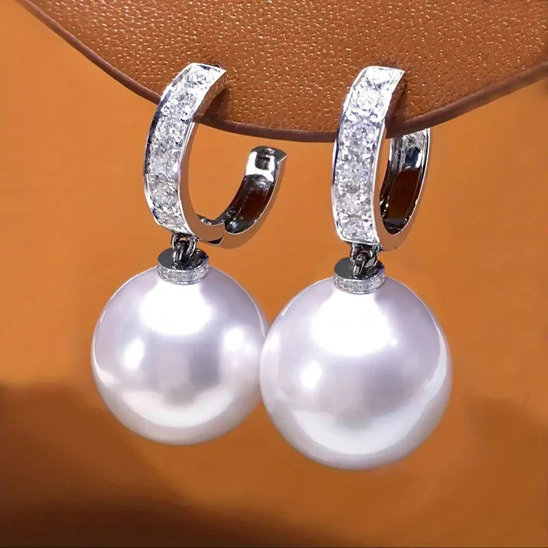 Round Imitation Pearl Dangle Earrings Women for Wedding Daily Wear Exquisite Drop Earrings Jewelry