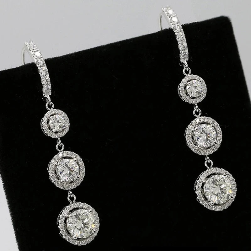 Luxury Long Dangle Earrings for Women Full Paved Cubic Zirconia Temperament Bride Wedding Earrings New Jewelry - EUFASHIONBAGS