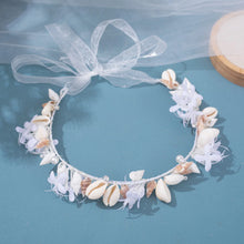 Load image into Gallery viewer, Handmade Pearl Conch Big Hoop Sea Snail Shell Garland Hairbands Crown Brides Seashell Headdress Beach Wedding Hair Accessories