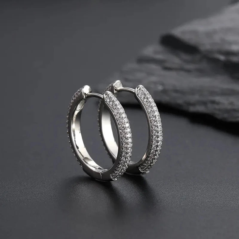 Sparkling Luxury Circle Hoop Earrings Lady Delicate Fully Inlaid Zirconia Accessories Silver Color/Gold Color Jewelry - EUFASHIONBAGS