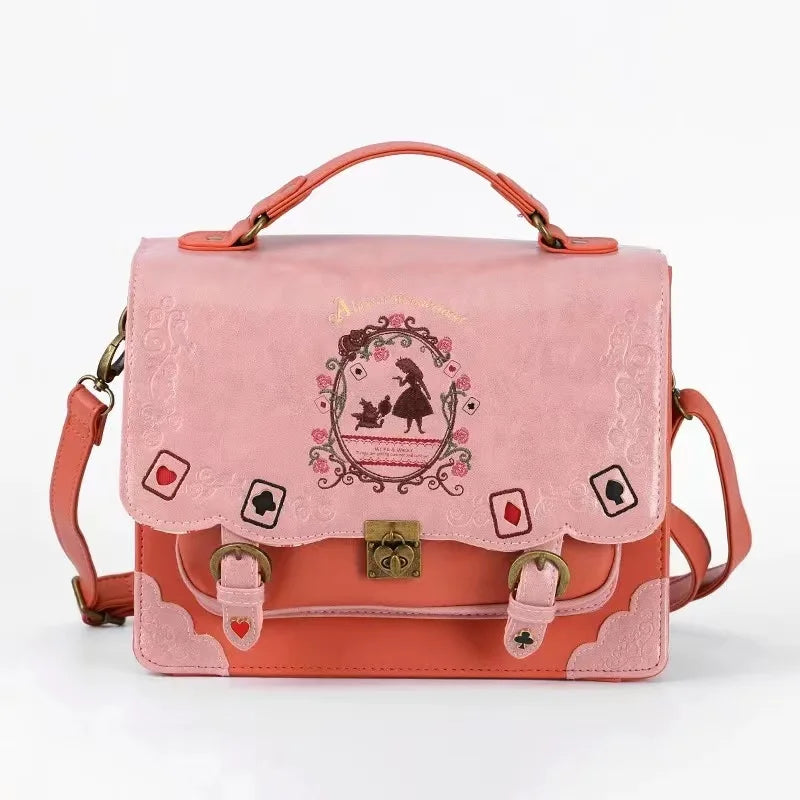 Gothic Lolita Briefcase Backpack Women Vintage Jk Schoolbag Messenger Bag Female Japanese Kawaii Y2k Handbags - EUFASHIONBAGS