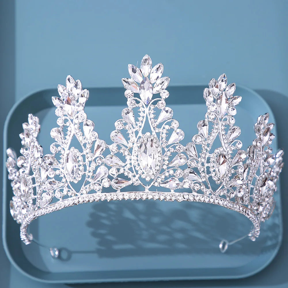 Diverse Silver Color Crystal Crowns Bridal Tiaras Fashion Queen Rhinestone Diadem CZ Headpiece Wedding Hair Jewelry Accessories - EUFASHIONBAGS