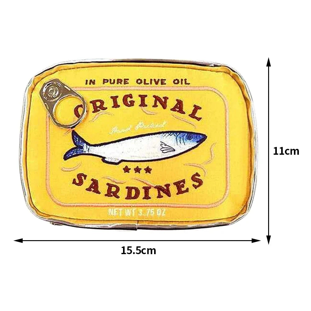 Canned Sardines Bath Women Travel Cosmetic Bag Cute Toiletry Bag Portable Zipper Soft Creative Makeup Bags Storage Case Weekend