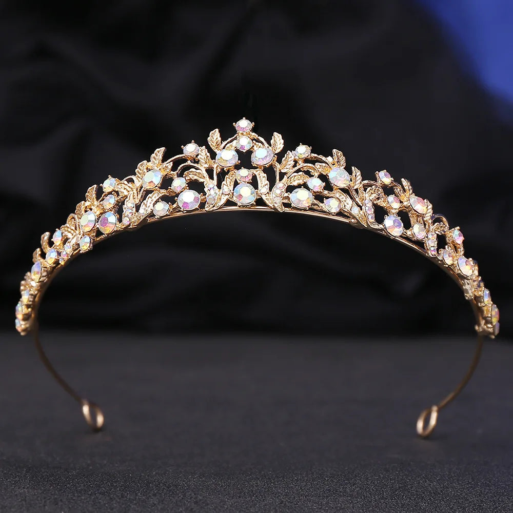 Baroque Luxury AB Color Royal Queen Wedding Crown Rhinestone Crystal Bridal Diadem Pageant Headband Tiara Hair Jewelry Accessory - EUFASHIONBAGS