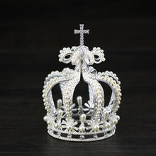 Cargar imagen en el visor de la galería, Male Cross Crown Baroque Bridal Wedding Crown Royal Queen King Tiara Birthday Party Hair Jewelry Accessories Prom Pageant Diadem