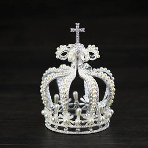 Male Cross Crown Baroque Bridal Wedding Crown Royal Queen King Tiara Birthday Party Hair Jewelry Accessories Prom Pageant Diadem