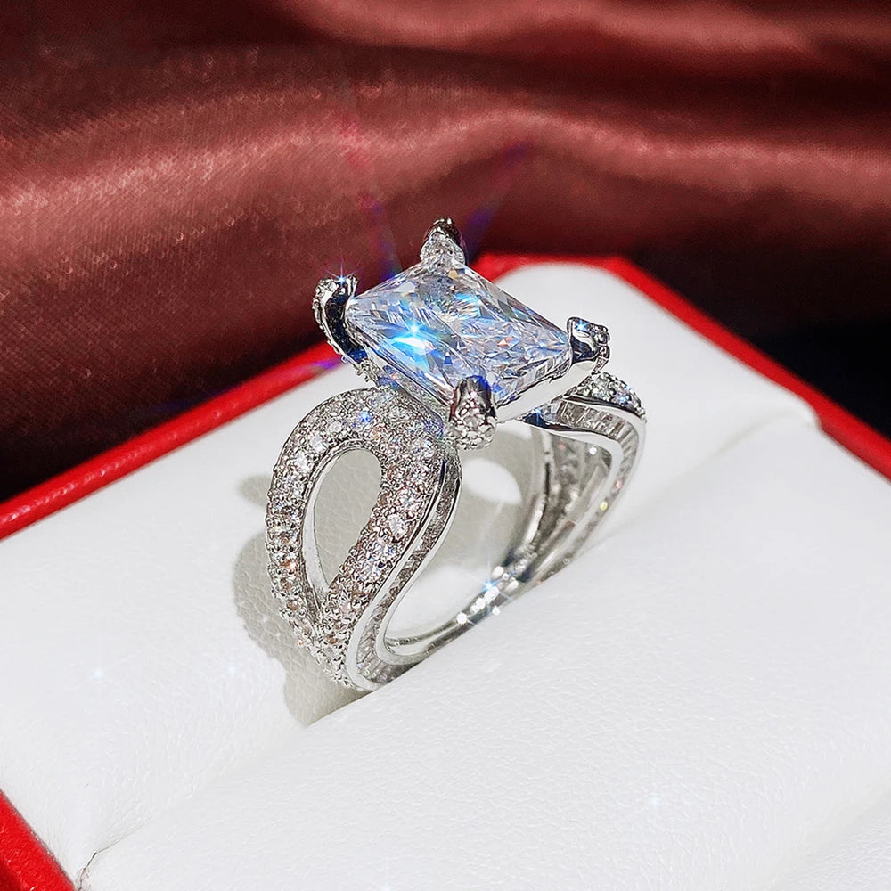 Wedding Rings for Women Newly-designed Luxury Crystal Cubic Zirconia Ring Proposal Engagement Statement Jewelry - EUFASHIONBAGS