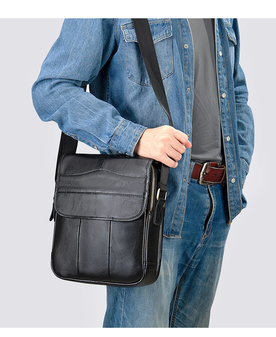 Designer Men's Shoulder Bag Husband Gift Messenger Bag Men Genuine Leather Cover Crossbody Bags for Men Leather Flap - EUFASHIONBAGS