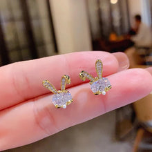 Carica l&#39;immagine nel visualizzatore di Gallery, Shiny Rabbit Stud Earrings for Women Cute Lovely Animal Girl Earrings with Cubic Zirconia New Trendy Jewelry Funny Gifts