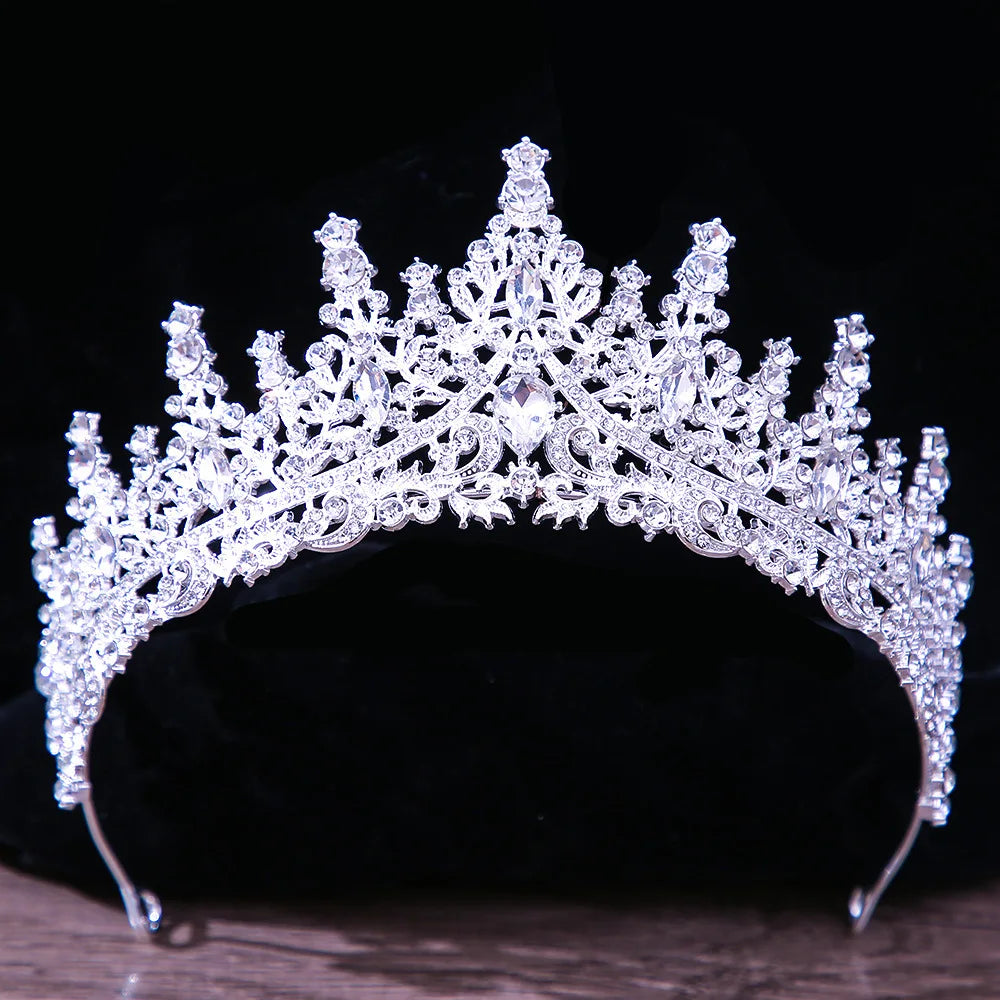 Luxury Diverse Silver Color Crystal Bridal Tiaras Crown Rhinestone Pageant Diadema Collares Headpieces Wedding Hair Accessories - EUFASHIONBAGS