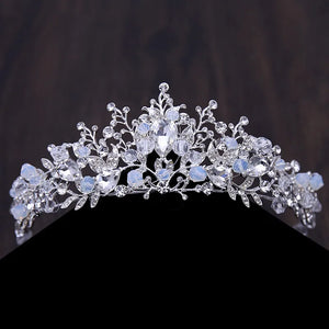 Luxury Silver Color Bridal Jewelry Set Rhinestone Pageant Tiara Crown Necklace Earring Set For Women Bride Wedding Jewelry Set