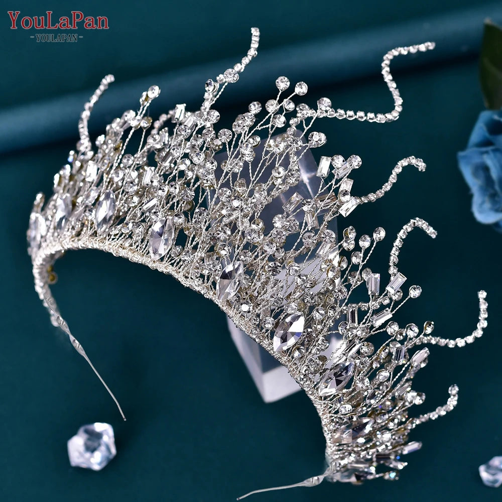 AB Colorful Rhinestone Princess Crown Luxury Crystal AB Bridal Crown Tiaras Fashion Women Hair Accessories HP193P-C