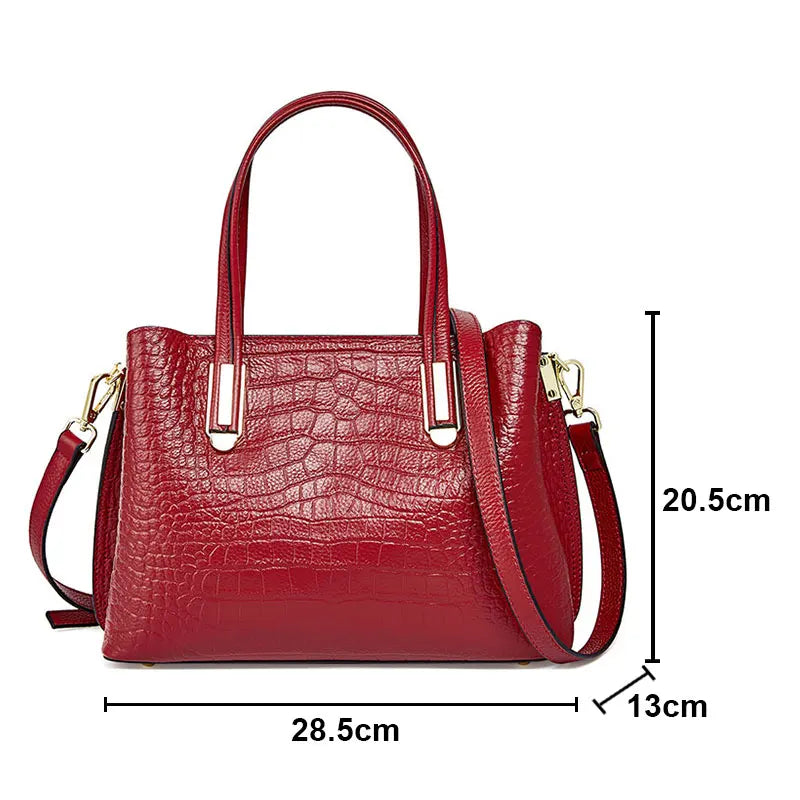 Cowhide Women's Tote Bag Fashion Luxury Crocodile Shoulder Bags Genuine Leather High Quality Women Crossbody Bag