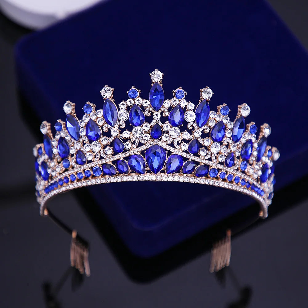 Luxury Gold Silver AB Color Crystal Wedding Crown With Combs Women Diadem Banquet Tiaras Party Costume Hair Jewelry Accessories - EUFASHIONBAGS