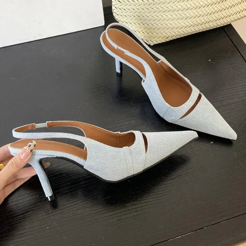 Sexy Pointed Toe Thin High Heels Women Shallow Hollow Concise Elegant Office Shoes Fashion Pumps Brand Designer Sandals Women