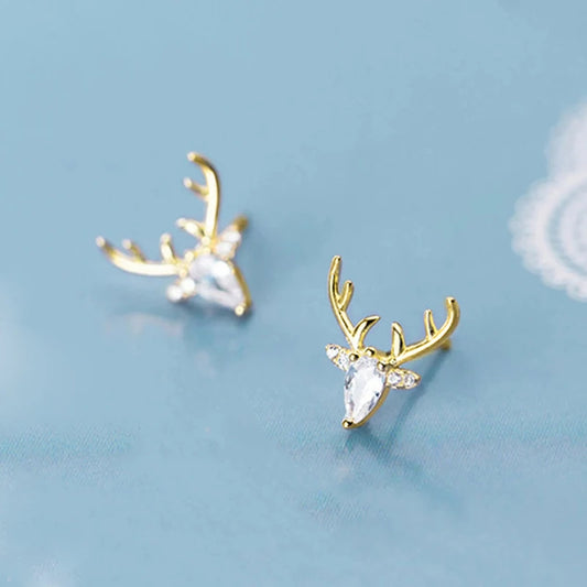 Chic Dainty Stud Earrings for Female Gold Color/Silver Color Shiny Zirconia Jewelry Delicate Christmas Gift Accessories