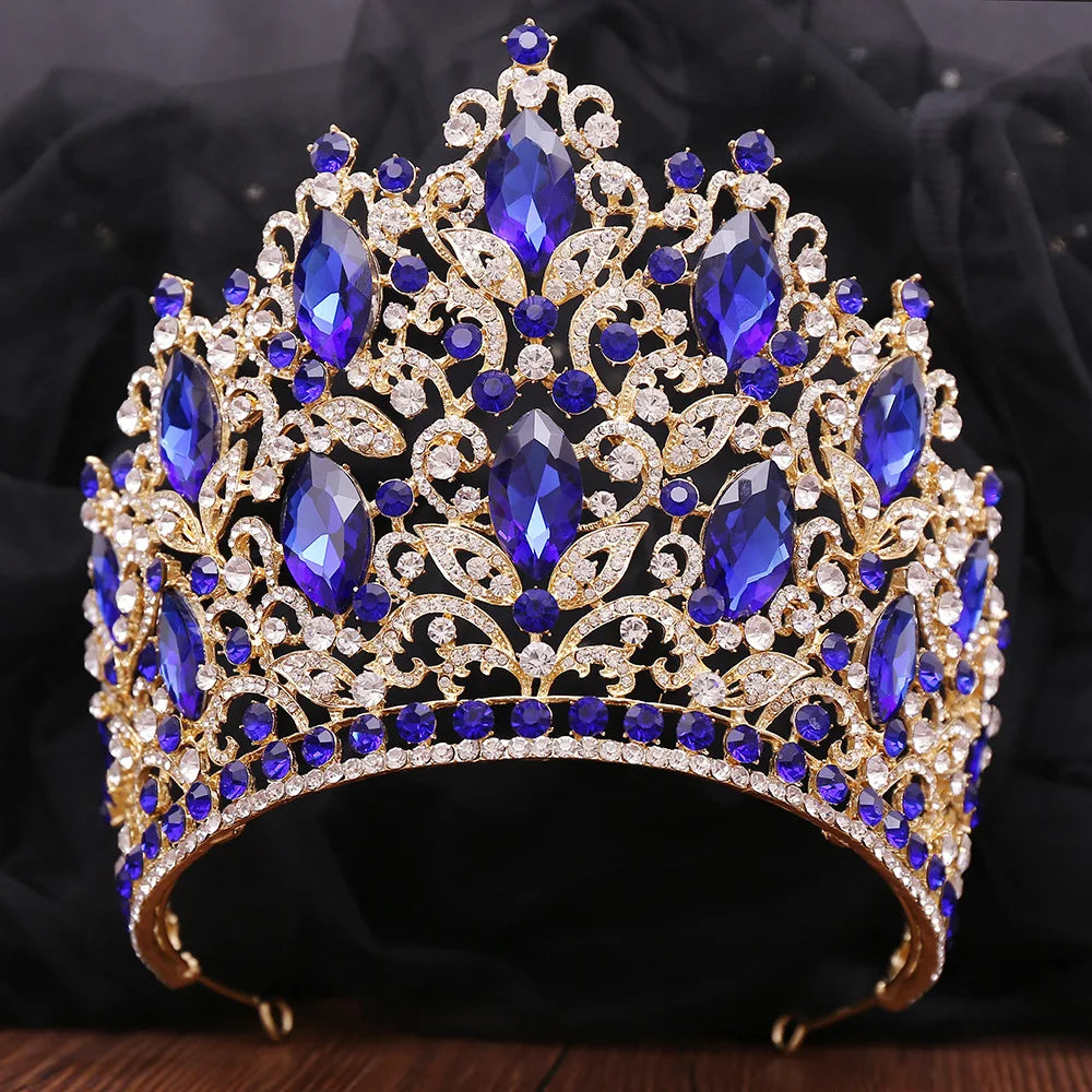 Luxury Big Forest Crystal Rhinestone Crown Baroque Vintage Wedding Tiaras Bridal Hair Accessories Crowns Party Wedding Headwear - EUFASHIONBAGS