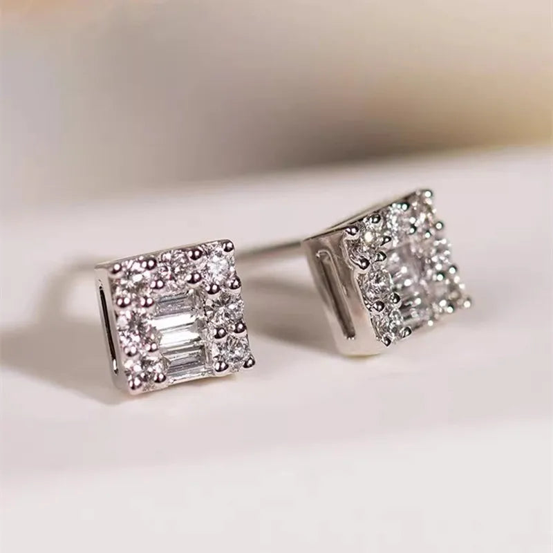 Dainty Exquisite Stud Earrings Female Delicate Shiny Cubic Zirconia Jewelry Versatile Graceful Accessories for Daily Life