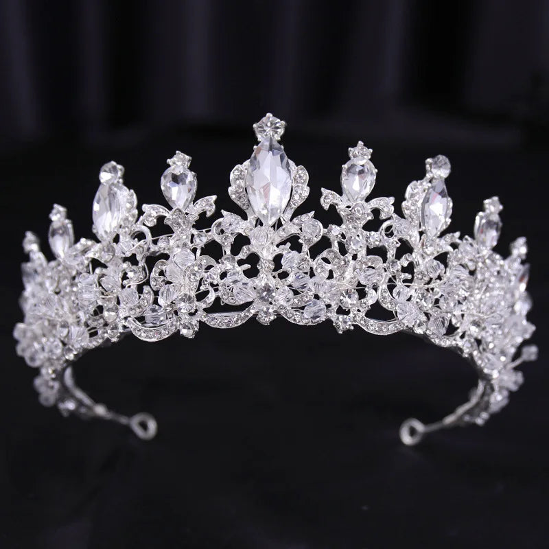 Diverse Silver Color Crystal Pearls Bridal Tiaras Crown Rhinestone Pageant Diadema Collares CZ Headband Wedding Hair Accessories - EUFASHIONBAGS