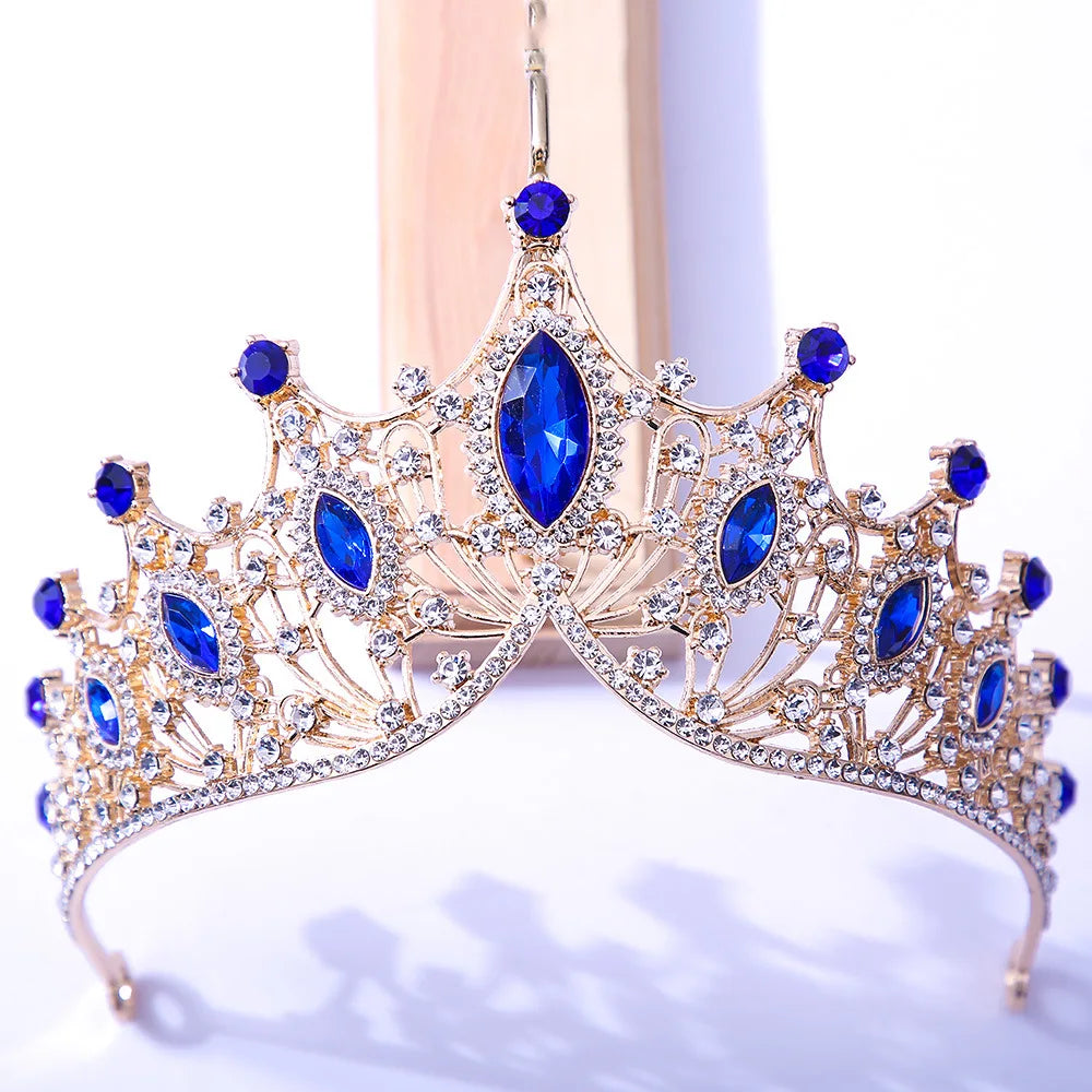 Baroque Luxury Bling Purple Crystal Bridal Tiaras Witch Crowns Women Rhinestone Pageant Diadem Wedding Costume Hair Accessories