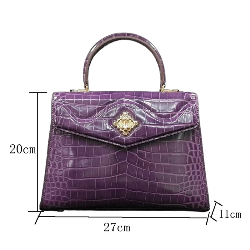 Women Genuine Leather Bag Crocodile skin Women's bags luxury designer handbag Women Leather Handbag - EUFASHIONBAGS