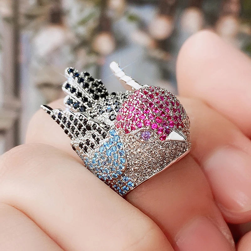 Rainbow Bird Rings for Women Hyperbole Female Finger Accessories Party Special-interested Girl Gift BlingTrendy Jewelry - EUFASHIONBAGS