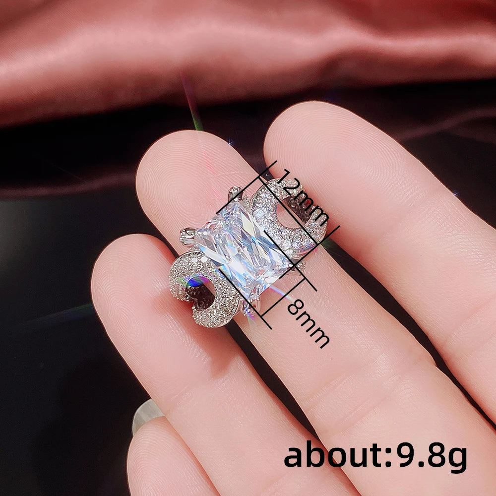 Wedding Rings for Women Newly-designed Luxury Crystal Cubic Zirconia Ring Proposal Engagement Statement Jewelry - EUFASHIONBAGS