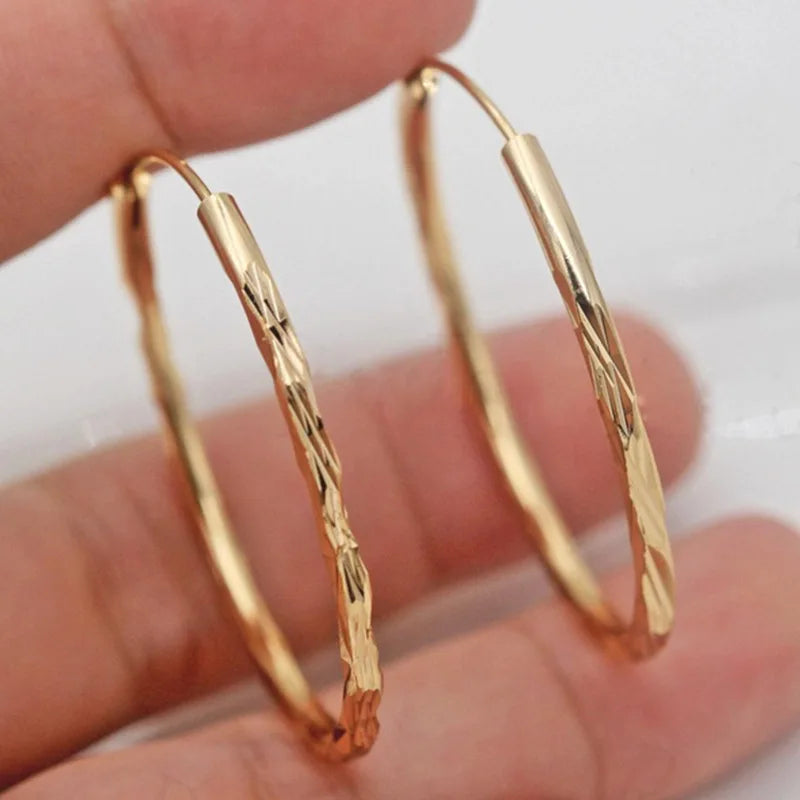 Eternity Women's Hoop Earrings Metal Silver Color/Gold Color Exquisite Texture Circle Earrings Versatile Classic Jewelry