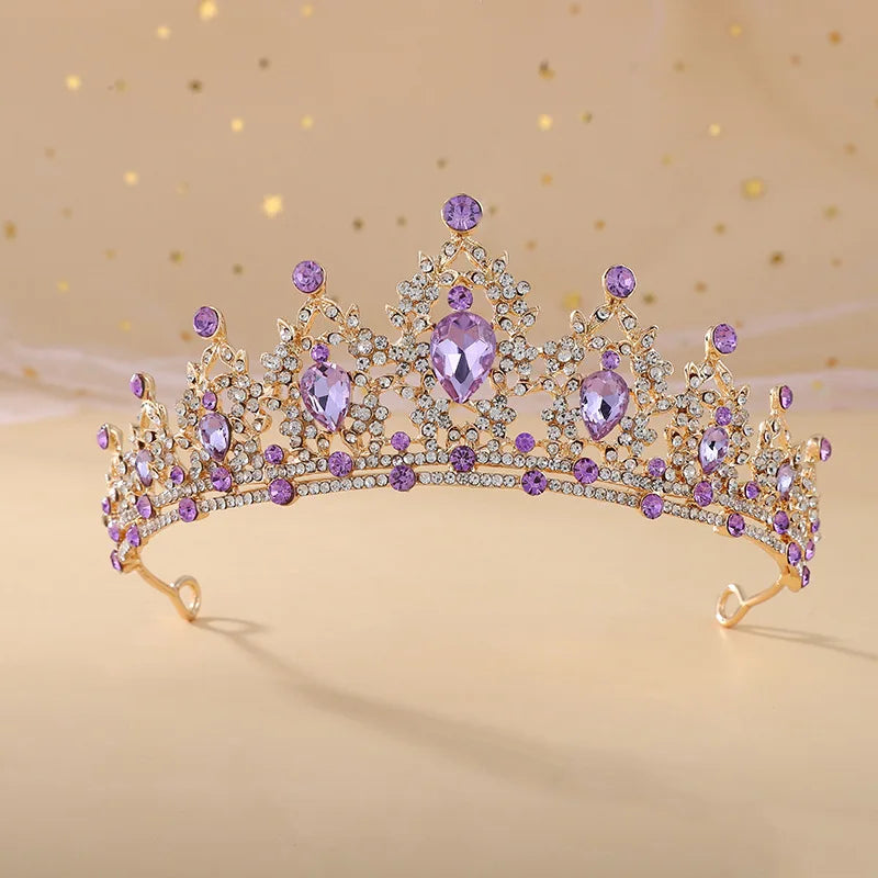 Trendy Crystal Rhinestone Tiaras Crown Wedding Hair Jewelry More Color Bridal Queen Princess Pageant Diadem Women Head Accessory - EUFASHIONBAGS