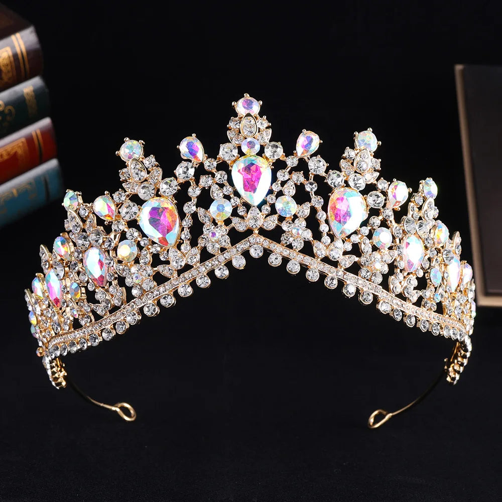 Dark Purple Crystal Bridal Crown Retro Baroque Rhinestone Tiaras Headdress Pageant Diadem Party Wedding Jewelry Hair Accessories