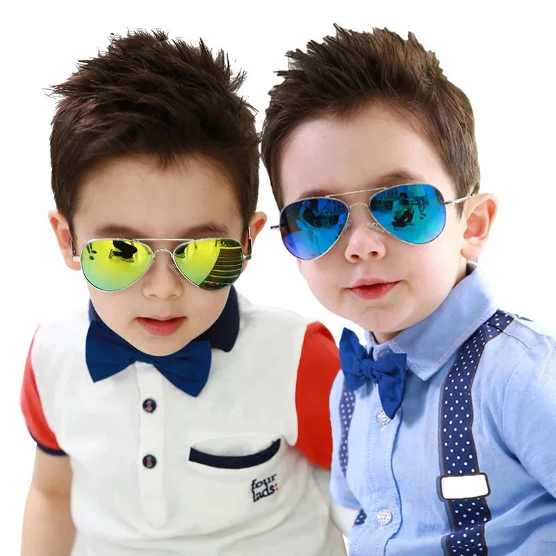 Fashion Brand Child Sunglasses Mirror Glasses Metal Pilot Sunglasses for Girl Boy Kids Sunglasses Children Glasses Goggles - EUFASHIONBAGS