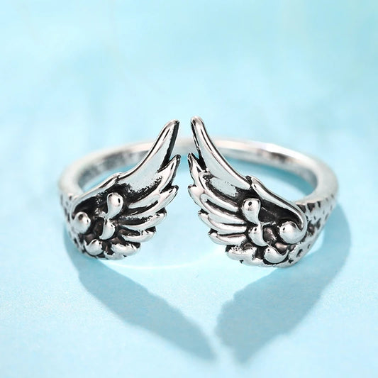 Hip Hop Style Wings Opening Rings for Women Punk Party Accessories Unisex Vintage Color Finger Adjustable Jewelry for Men - EUFASHIONBAGS