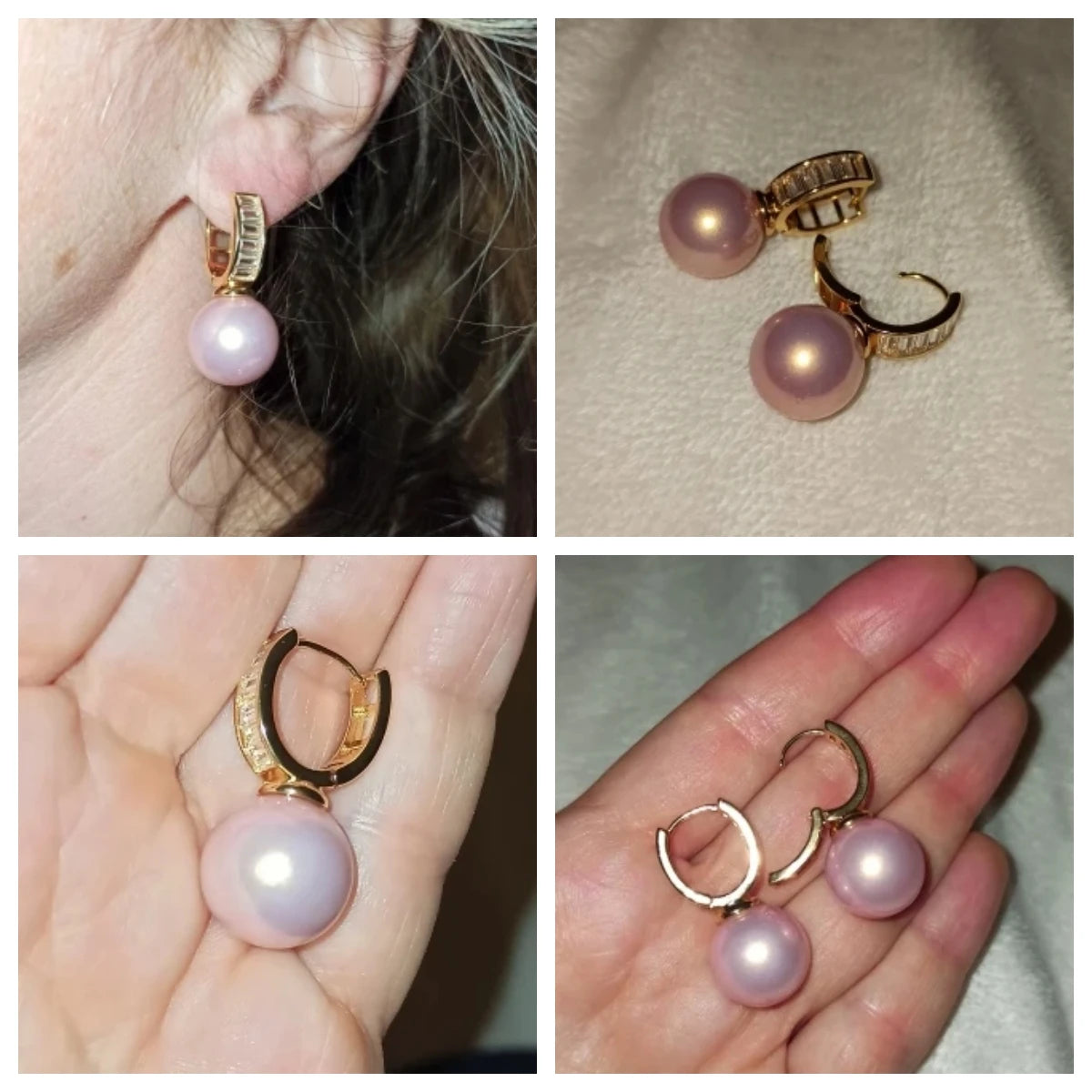 White/Pink Round Imitation Pearl Earrings for Women Gold Color Temperament Lady's Accessory Wedding Party Trendy Jewelry