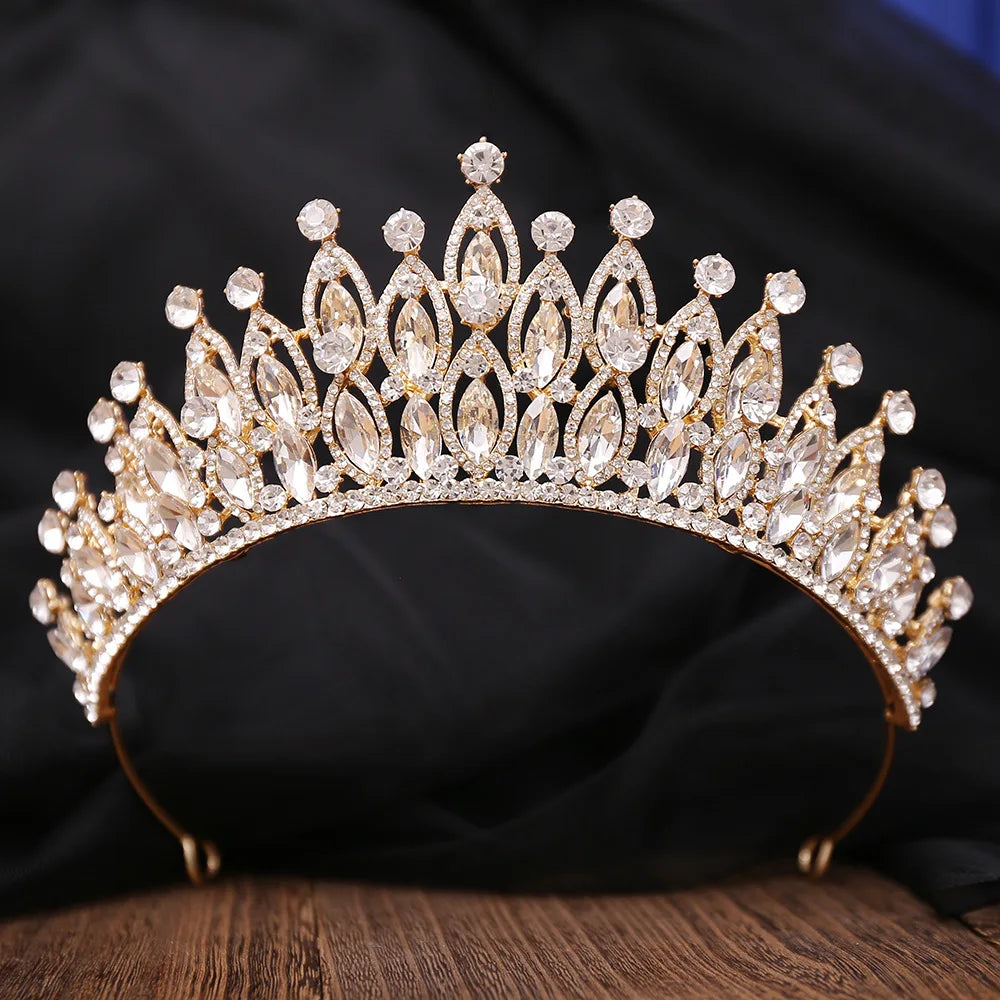 Baroque Luxury Royal Queen AB Color Crystal Wedding Crown Women Rhinestone Banquet Tiaras Party Costume Hair Jewelry Accessories - EUFASHIONBAGS