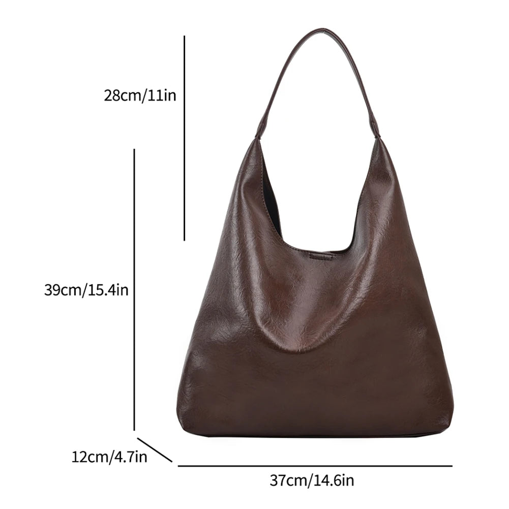 Soft PU Leather Fashion Handbags Purse for Women Retro Luxury Shoulder Bag Large Casual Shopping Hobo Women's Tote Bags