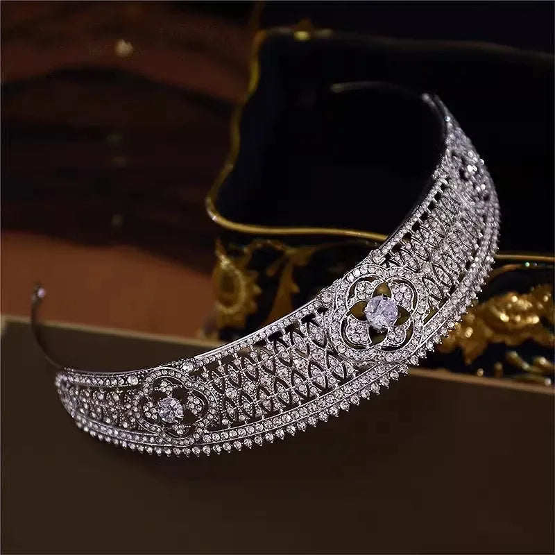 Luxury Cubic Zircon Wedding Tiaras Bridal Headband Queen Princess Rhinestone Pageant Diadem Party Crown Bride Women Head Jewelry - EUFASHIONBAGS