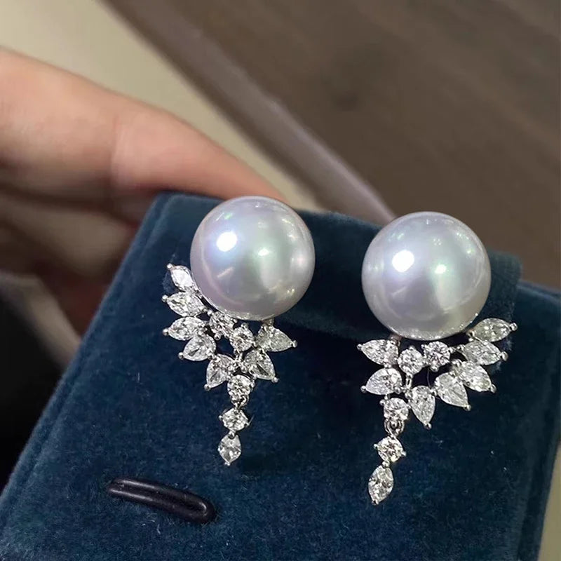 Novel Dazzling CZ Drop Earrings with Imitation Pearl Elegant Gorgeous Wedding Bridal Jewelry Graceful Trendy Accessories - EUFASHIONBAGS