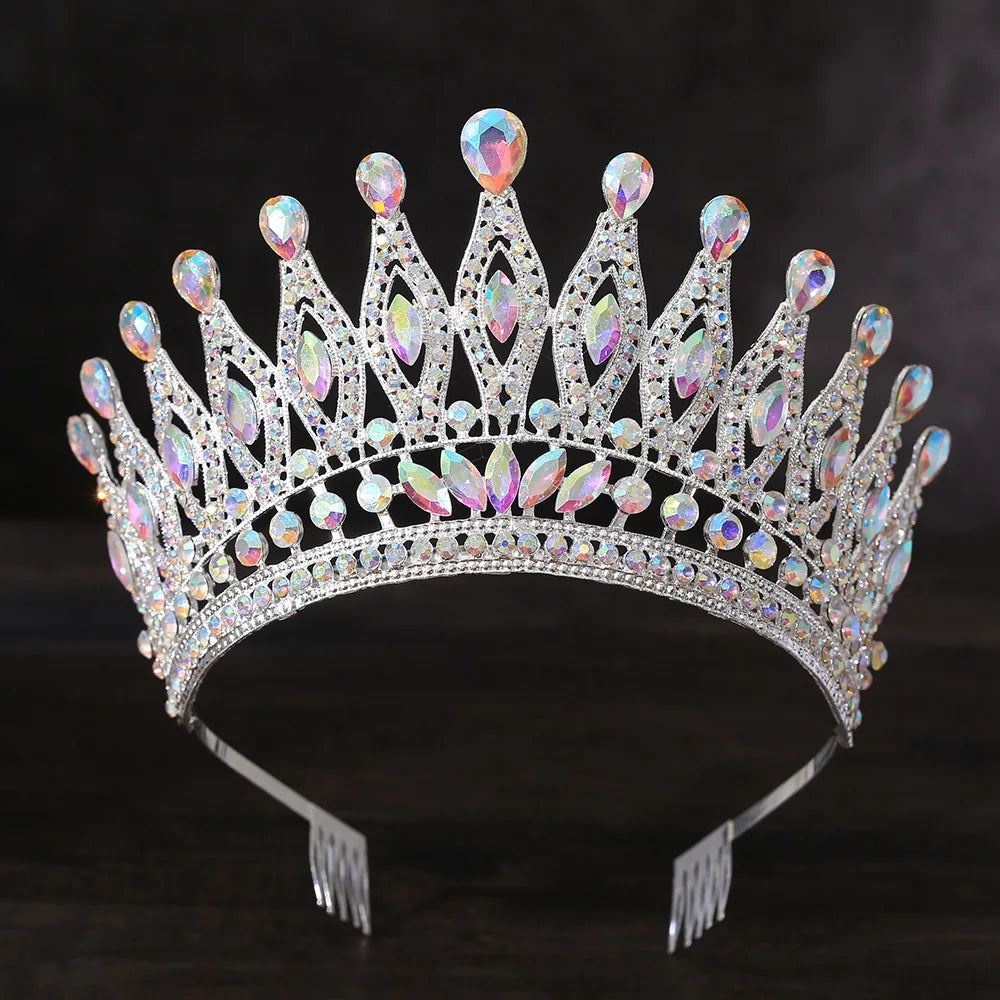 Miss Universe Paraguay Angola Crown With Comb Bridal Tiara Pageant Diadem Bride Headdress Wedding Dress Hair Jewelry Accessories - EUFASHIONBAGS