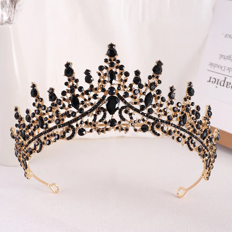 Baroque Retro Rose Gold Color Crystal Bridal Tiaras Crown Rhinestone Pageant Prom Diadem Bride Headband Wedding Hair Accessories - EUFASHIONBAGS