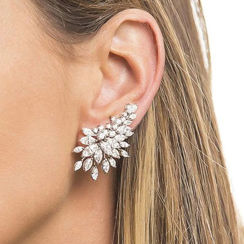 Sparkling Women's Cubic Zirconia Stud Earrings Female Wedding Party Fashion Ear Piercing Accessories New Jewelry - EUFASHIONBAGS