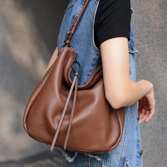 Genuine Leather Women's Shoulder Bag Fashion Large Tote Bags High Quality Soft Cowhide Women Crossbody Bags