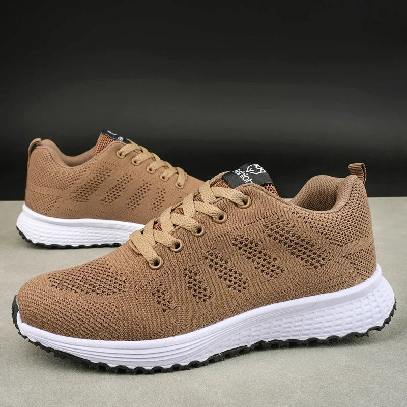 Women's Flat Shoes Solid Color Mesh Breathable Casual Shoes Spring and Summer Anti Slip Wear-resistant Tennis Women Sports Shoes - EUFASHIONBAGS