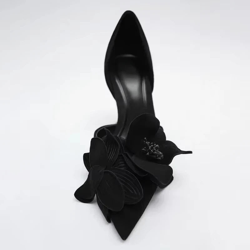 Flower Sexy Pointed Toe Thin High Heels Women Party Dress Shoes Female Fashions Hollow Designer Sandals Women Pumps