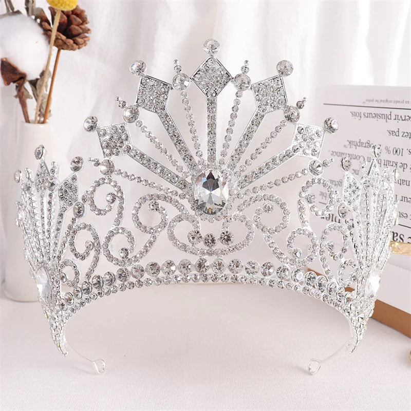 Royal Crystal Queen King Tiaras and Crowns For Women Hair Jewelry Pageant Prom Diadem Female Headpiece Bridal Head Accessories - EUFASHIONBAGS