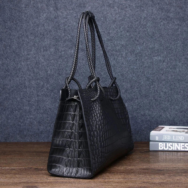 Genuine leather women's bag Real cowhide leather Crocodile Pattern luxury designer handbag luxury brand high quality women bags - EUFASHIONBAGS