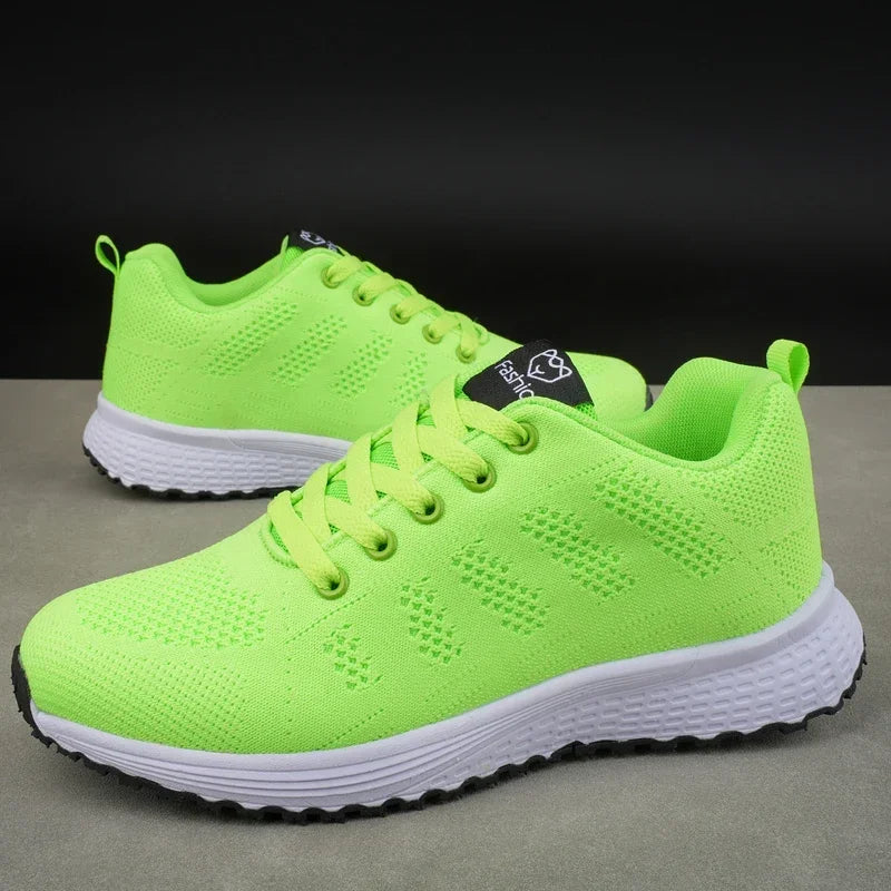 Women's Flat Shoes Solid Color Mesh Breathable Casual Shoes Spring and Summer Anti Slip Wear-resistant Tennis Women Sports Shoes - EUFASHIONBAGS