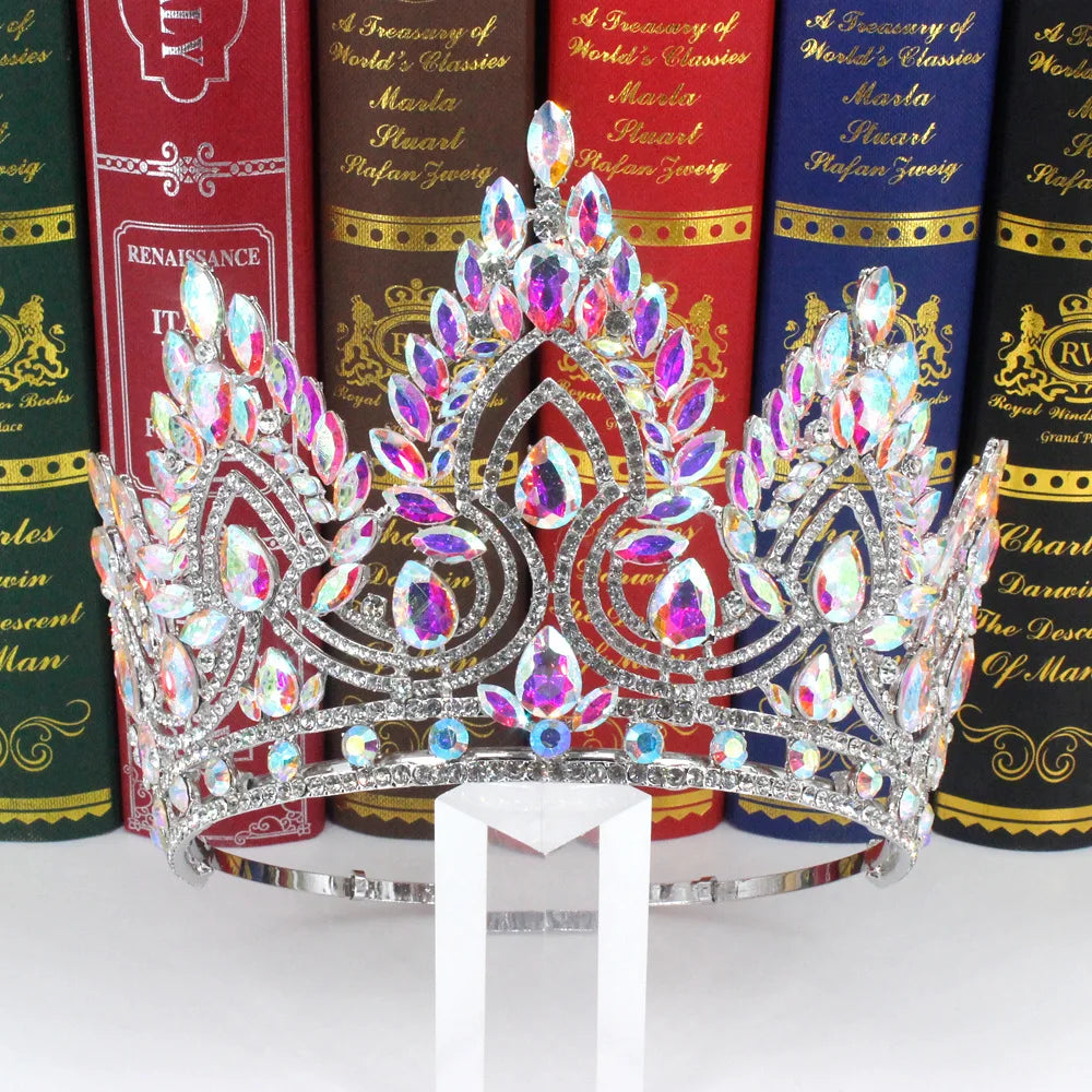 Luxury Big Miss Universe Round Crowns Forest Crystal Rhinestone Wedding Tiaras Bridal Hair Accessories Diadem Wedding Headpiece - EUFASHIONBAGS