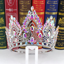 Cargar imagen en el visor de la galería, Luxury Big Miss Universe Round Crowns Forest Crystal Rhinestone Wedding Tiaras Bridal Hair Accessories Diadem Wedding Headpiece