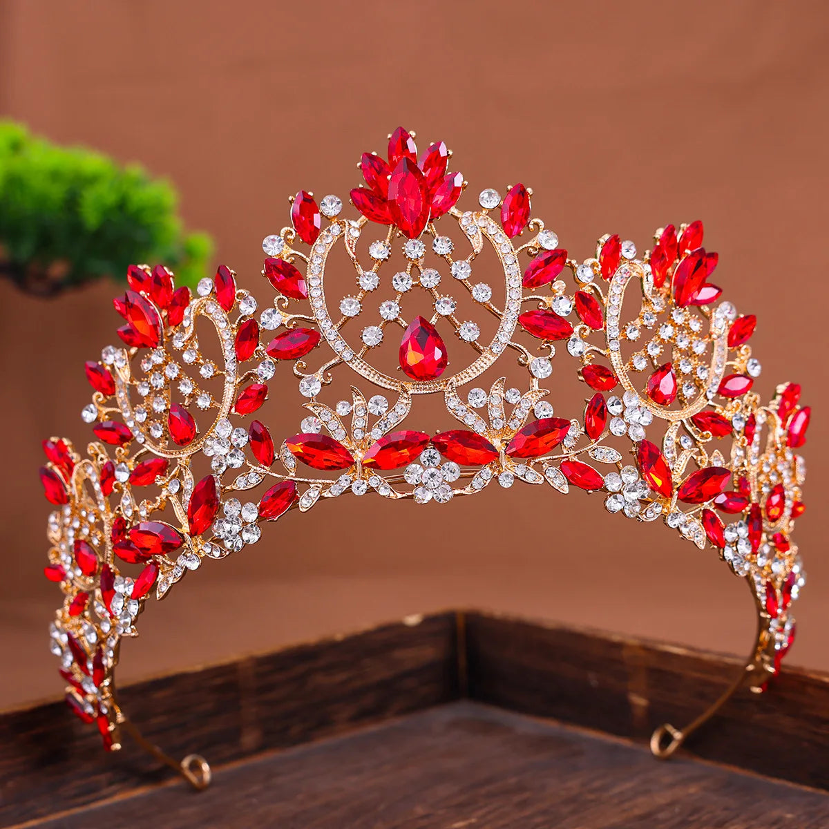 Luxury High Quality Royal Queen Pink Crystal Wedding Crown Women Rhinestone Banquet Tiara Party Costume Hair Jewelry Accessories - EUFASHIONBAGS